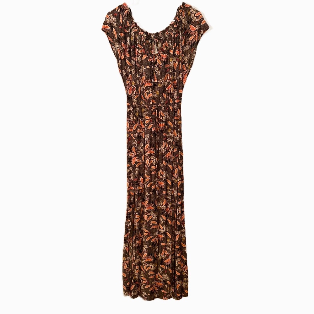H&M Black and Orange Paisley Maxi Dress Size 4